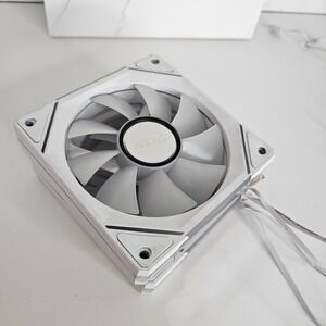 White 120mm ARGB Case Fans Pair 2-Pack GENERIC with ROG stickers‎